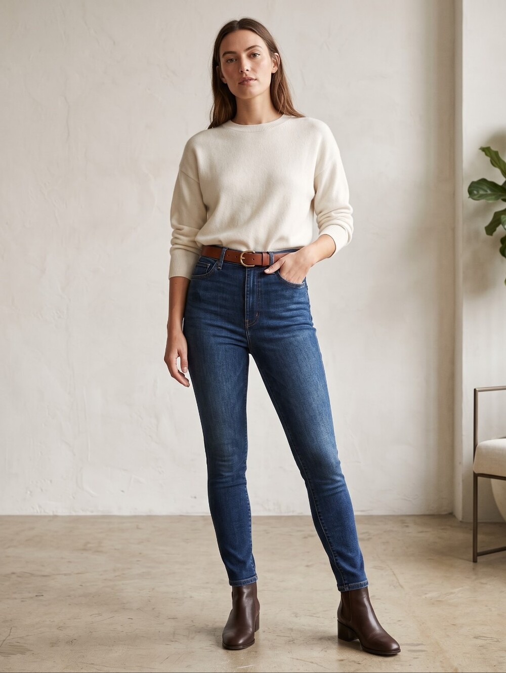 Everlane The Way High Skinny Jeans In Dark Blue Wash